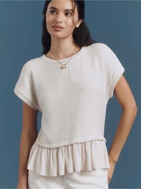 Anthropologie Pilcro short sleeve sweater twofer top size small